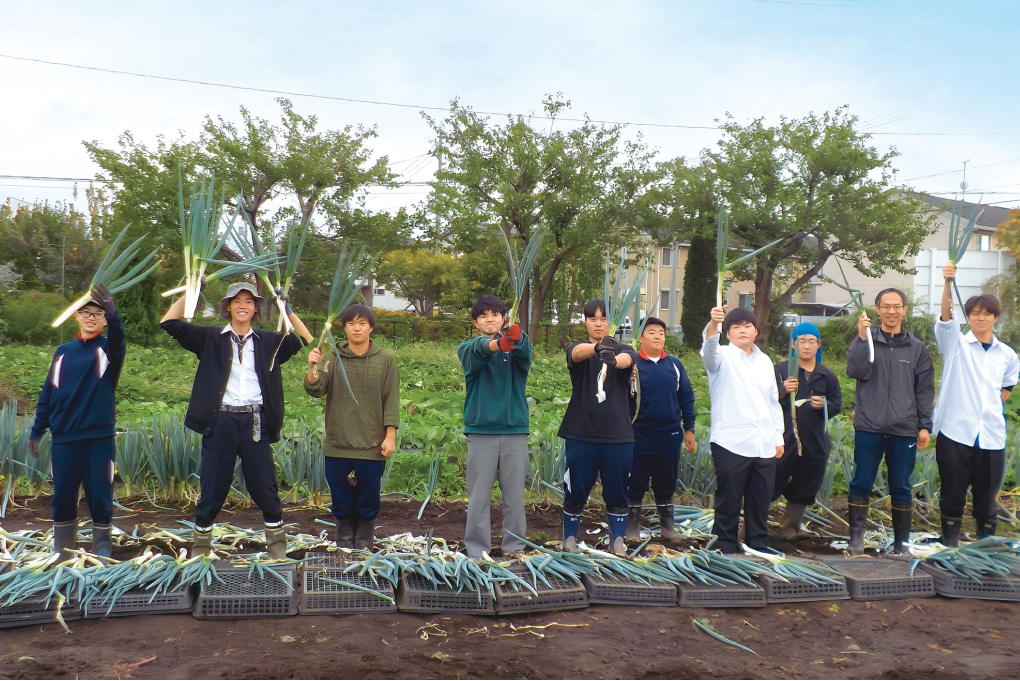 農場で収穫をする様子の写真