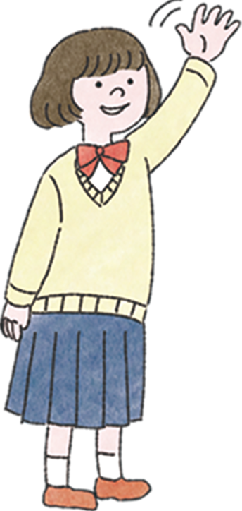 手を振る女の子のイラスト
