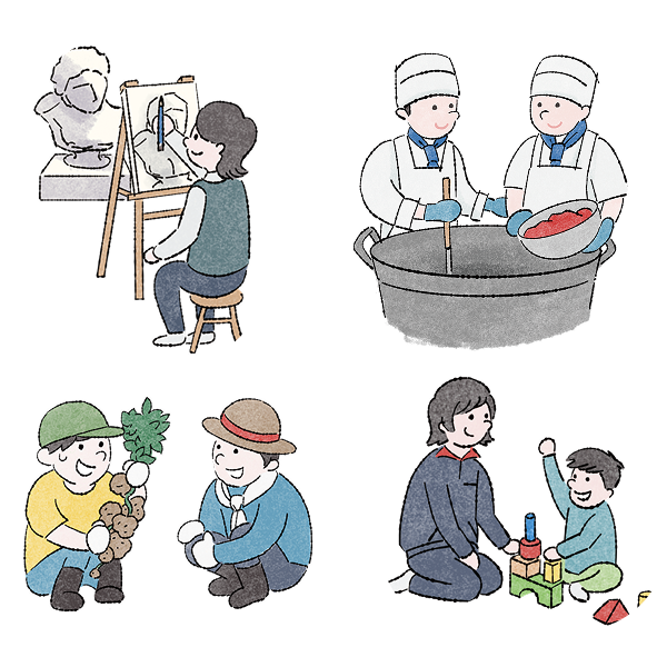 ４種類の学生たちのイラスト